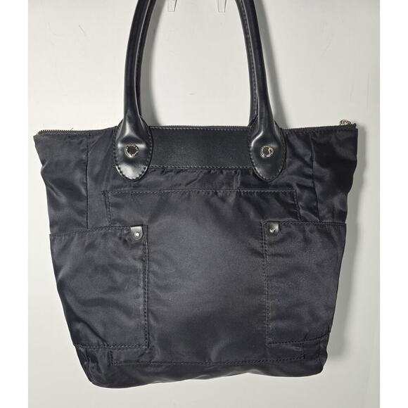 Marc Jacobs Womens Tote Bag Black Nylon Leather Pockets ID Tag Zip - Picture 5 of 12